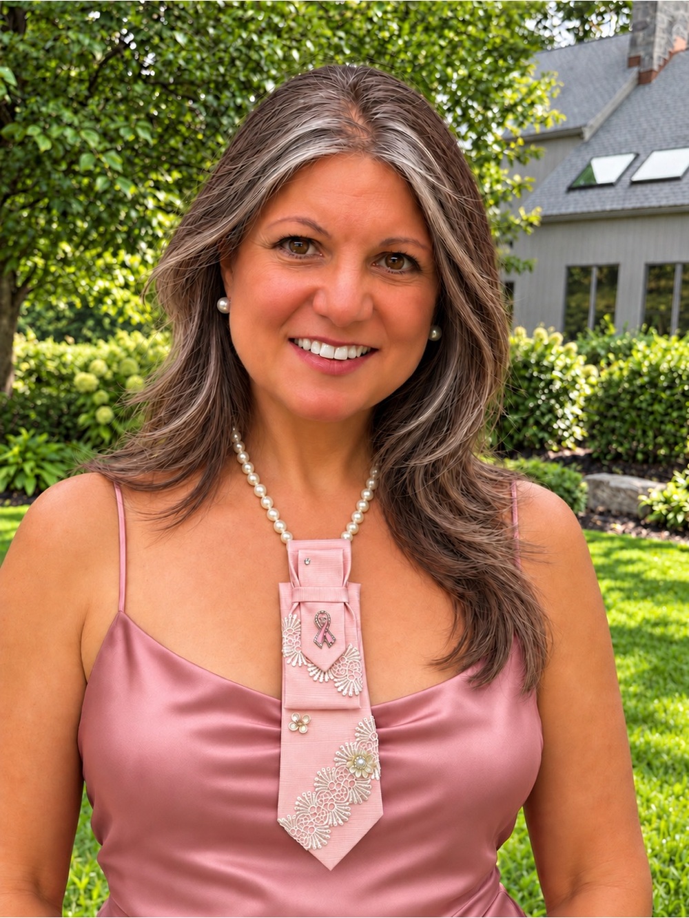 Dawn of Hope — Breast Cancer Awareness Tie Necklace - Picture 1 of 5